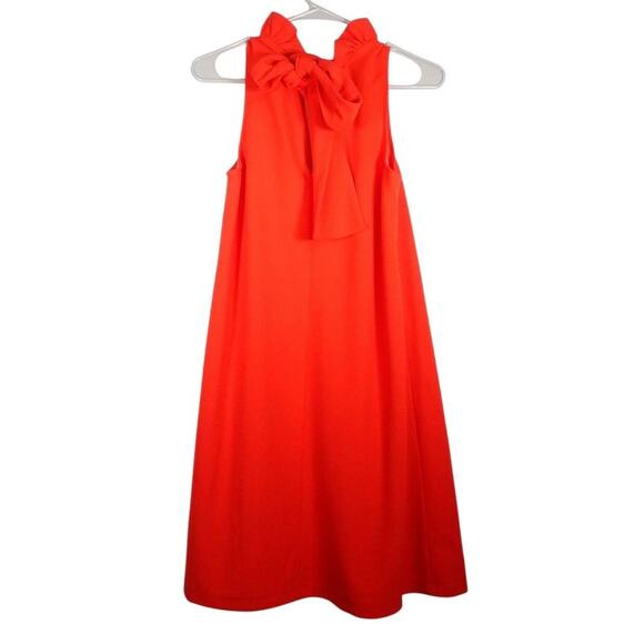 EUC Pomander Place Blythe Red Ruffle Collar Bow Tie Back Dress XS 2568-36 - Picture 5 of 9